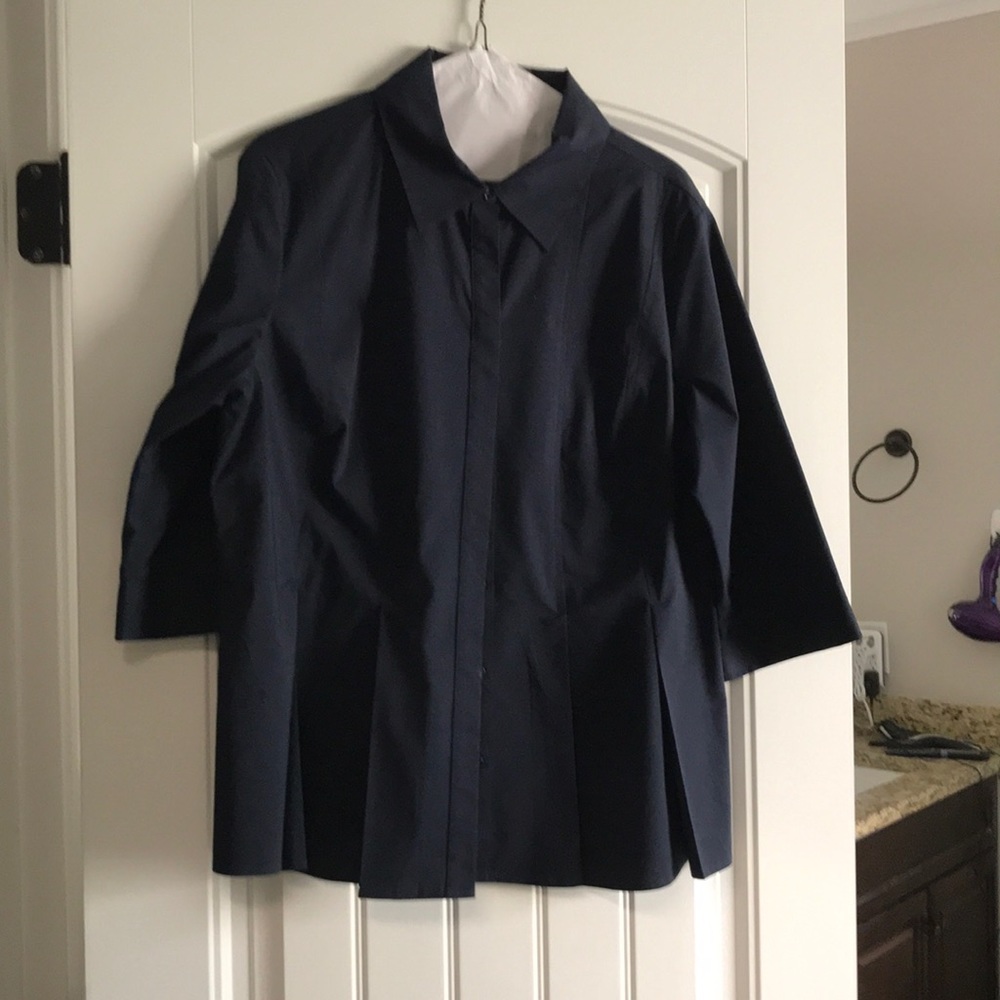 Navy Blue Cotton 3/4 sleeve top